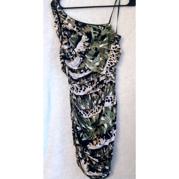 Windsor Midi Camouflaged Ruched Bodycon Dress Sz M - Picture 1 of 8